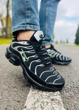Мужские кроссовки nike air max tn black silver green6 фото