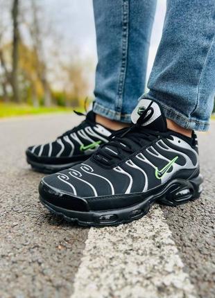 Мужские кроссовки nike air max tn black silver green5 фото