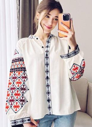 Колоритна сорочка вишиванка, українська вишиванка, етно рубашка з вишивкою