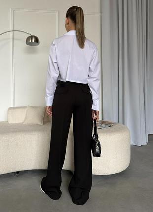 Жіночі штани палаццо висока посадка застібка гудзик та змійка8 фото