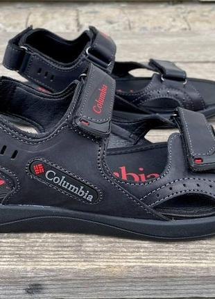 Мужские летние сандалии columbia натуральная кожа черные