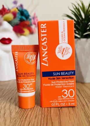 Оригинальный солнцезащитный флюид для лица lancaster sun beauty nude skin sensation sun protective fluid spf30