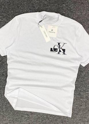 Летняя мужская футболка белая calvin klein