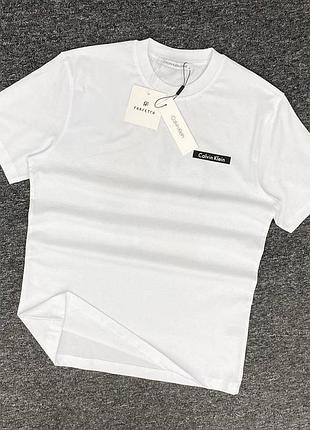 Летняя мужская футболка белая calvin klein