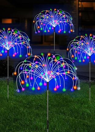 Светодиодный фонарь фейерверк 200 led.  садрвый солнечный светильник