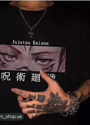 Футболка с принтом магическая битва  jujutsu kaisen ( годжо сатору аниме )