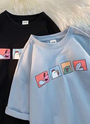 Жіноча стильна оверсайз футболка з принтом тваринок