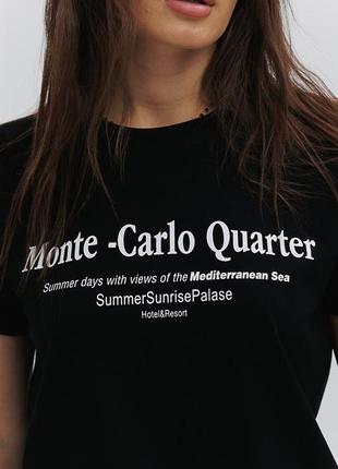 Жіноча футболка з принтом monte-carlo quarter чорна2 фото
