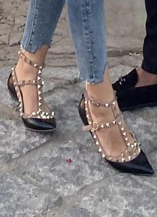 Туфли valentino черные кожа
