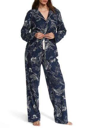 Пижама victoria's secret flannel long pj set noir navy pegasus1 фото