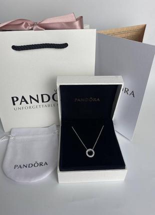 Pandora подвеска с логотипом и паве