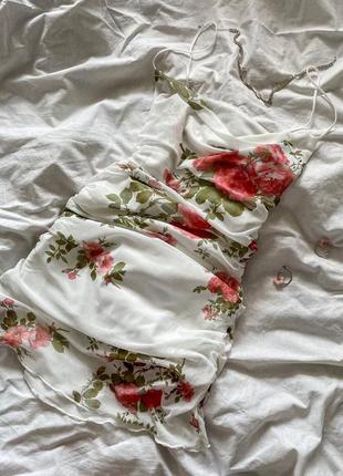 Платье мини на бретелях🤍 4