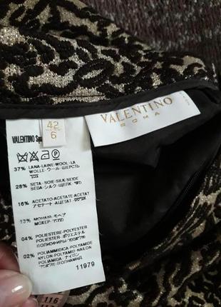 Valentino roma оригинал лакшери итальянская юбка фактурная с шелком и шерстяной шоколадно-золотой4 фото