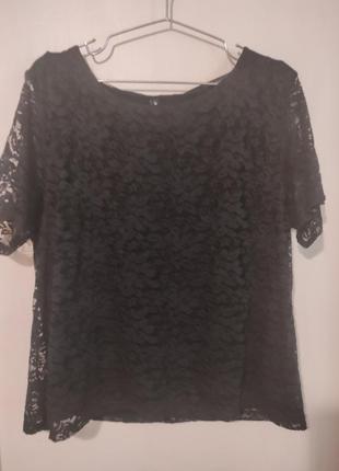 Футболка чорна  кружевна jean pascale