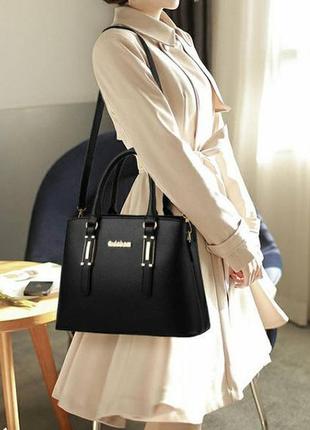 Набір жіноча сумка + мінісумочка клатч. комплект 2 в 1 велика та маленька сумка на плече. синій3 фото