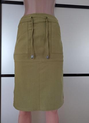 Крутая оливковая хаки юбка миди с разрезами. xs-s. оливковая трикотажная юбка миди9 фото