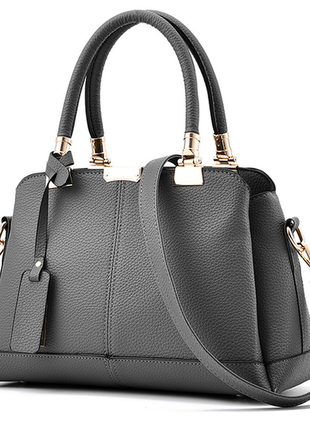 Женская сумка на плечо с брелоком, классическая сумочка для женщин серый