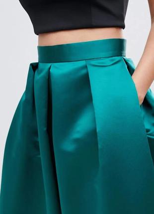 Closet длинна атласная юбка с карманами, выпускная макси юбка, пышная праздничная юбочка2 фото