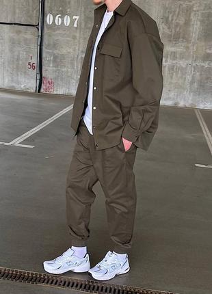 Повседневный коттоновый костюм рубашка и брюки
