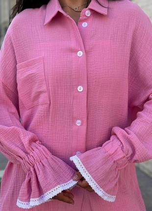 Комплект из муслиновых шортиков и рубашки🎀8 фото