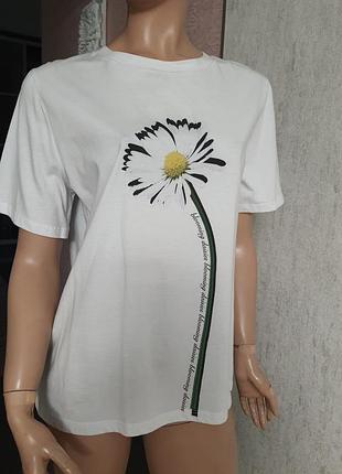 Футболка twist туреченица хлопок хлопок белый принт ромашка цветок