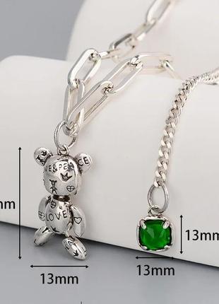 Цепочка чокер серебро кулон стильное оригинальное украшение silver ♥️ teddy 🐻 bear3 фото