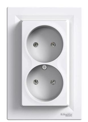 Розетка без заземлення подвійна біла asfora schneider electric eph9700121