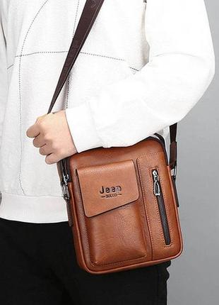 Небольшая мужская сумка планшетка jeep полевая? качественная городская сумка для документов барсетка светло-коричневый