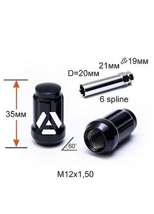 Гайка шліцева a211445sd ba m12х1, 5х35мм конус чорний хром