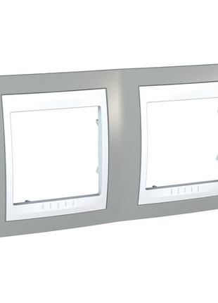 Mgu6.004.865 рамка 2-местная, туманно-серая белая, unica plus schneider electric