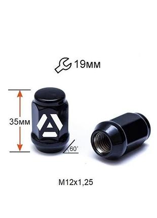 Гайка колісна a801444 ba m12х1, 25х35мм конус (matiz, nissan, niva, subaru, suzuki) закрита чорний хром ключ19
