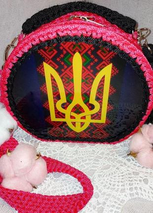 Сумка женская "маки украины" (материал: пряжа/акрил; размеры, см: 18×20×6)