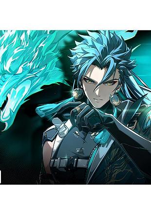 Коврик компьютерный грозовые волны wuthering waves wuwa 18х22 см (k267)