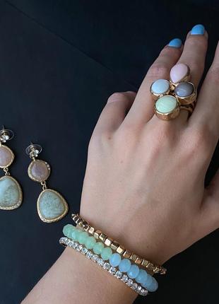 Набор ювелирной бижутерии комплект браслеты кольцо серьги с swarovski2 фото