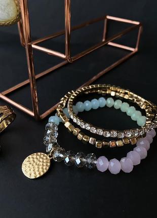 Набор ювелирной бижутерии комплект браслеты кольцо серьги с swarovski4 фото