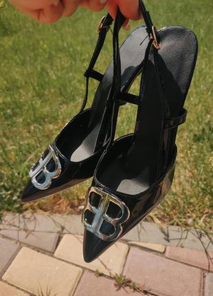 Распродажа!!️‼️трендовые туфли лодочки на каблуке лакированные в стиле balenciaga ❤️‍🔥❤️‍🔥❤️‍🔥
