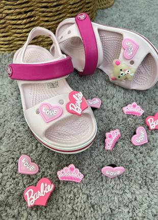 Дитячі сандалі crocs crocband sandal kids barely pink для дівчаток нові джибітси