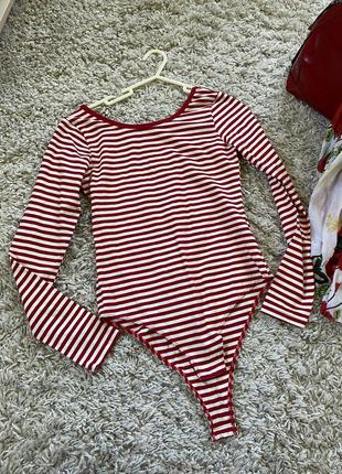 Базовый полосатый боди кежуал с открытой спинкой,h & m,p.s