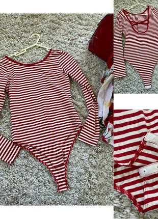 Базовый полосатый боди кежуал с открытой спинкой,h & m,p.s