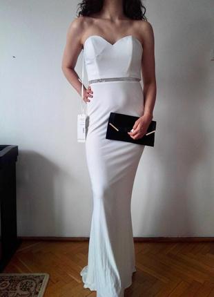 Довга весільна сукня зі знімним мереживним верхом