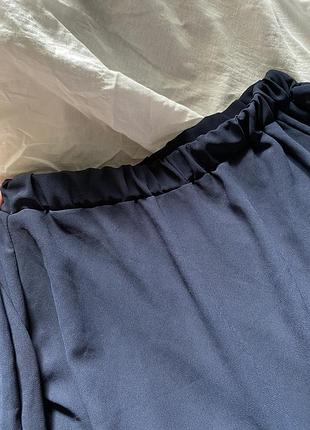 Распродажа! легкая летняя темно-синяя блуза с открытыми плечами свободного кроя оверсайз