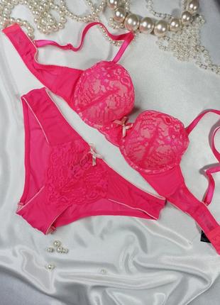 75a / 34a прекрасный кружевной розовый комплект бюстгальтер и трусики ann summers