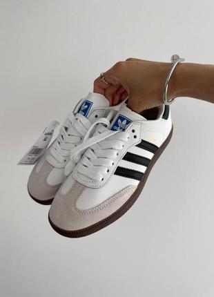 Кроссовки adidas samba white / black gum premium6 фото