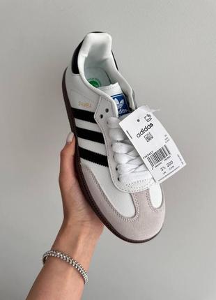 Кроссовки adidas samba white / black gum premium2 фото
