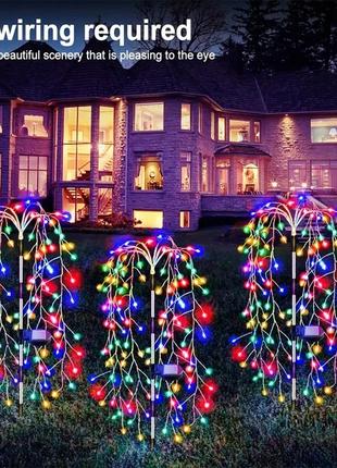 Светодиодный солнечный светильник ива 200 led садовый уличный фонарь ива, дерево