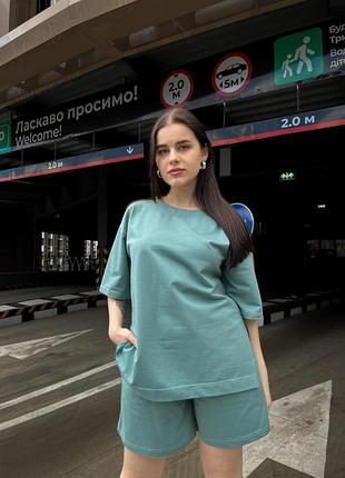 Комплект футболка та шорти, м'ятний