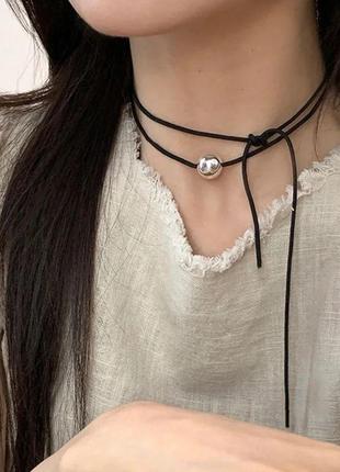 Замшевый чокер шнурок