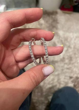 Новые серьги кольца, серёжки под серебро очень блестят латина стайл2 фото