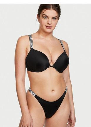 Купальник чорний тропіки victoria's secret пушап стрази