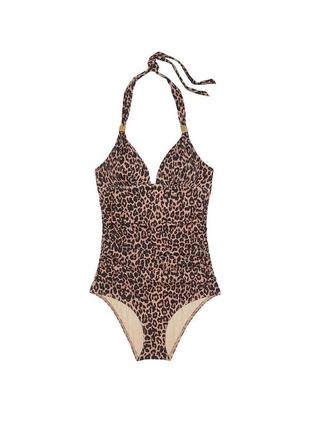 Слитный купальник victoria's secret  ruched push-up one-piece swimsuit леопард оригинал10 фото